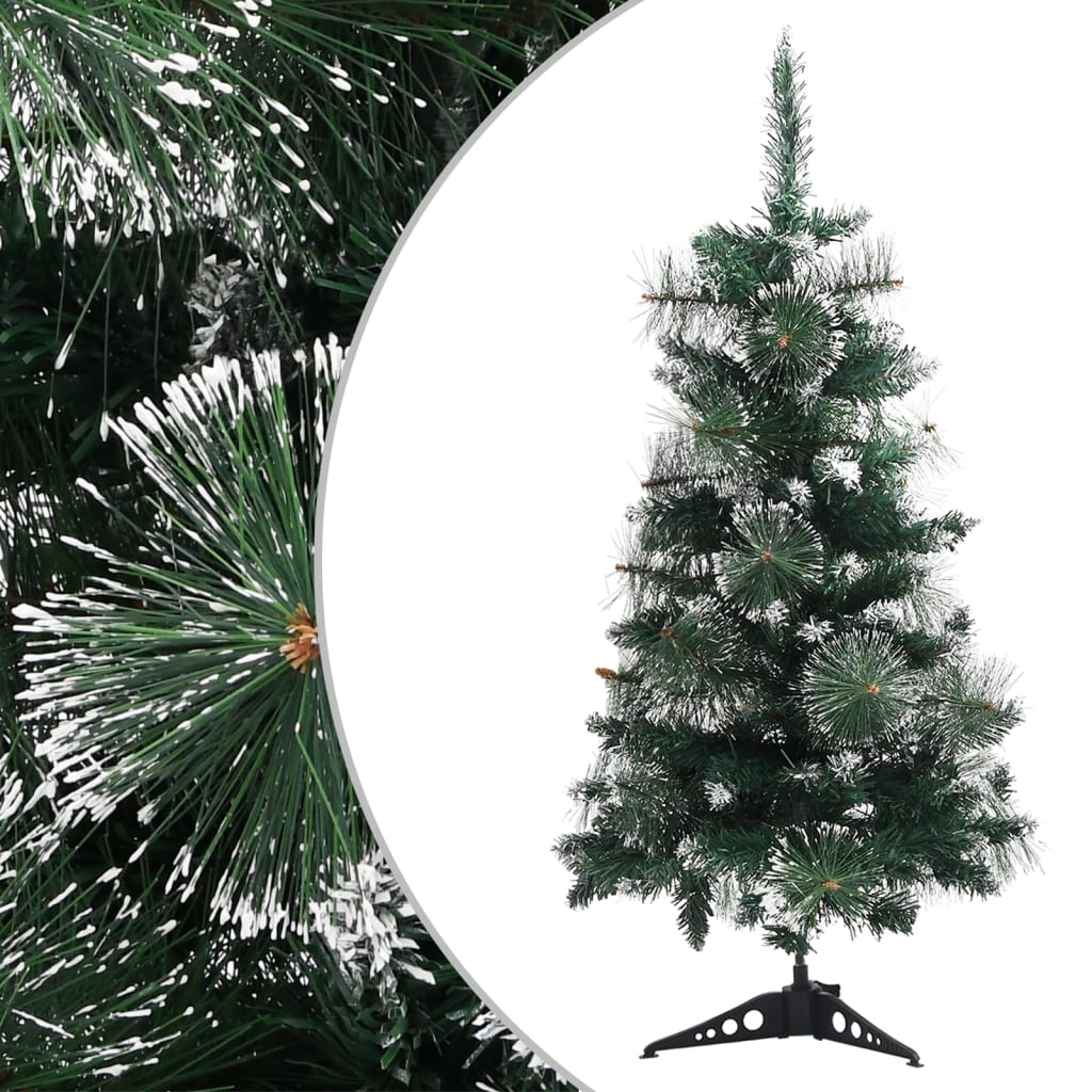 vidaXL Sapin de Noël artificiel avec support Vert et blanc 90 cm PVC