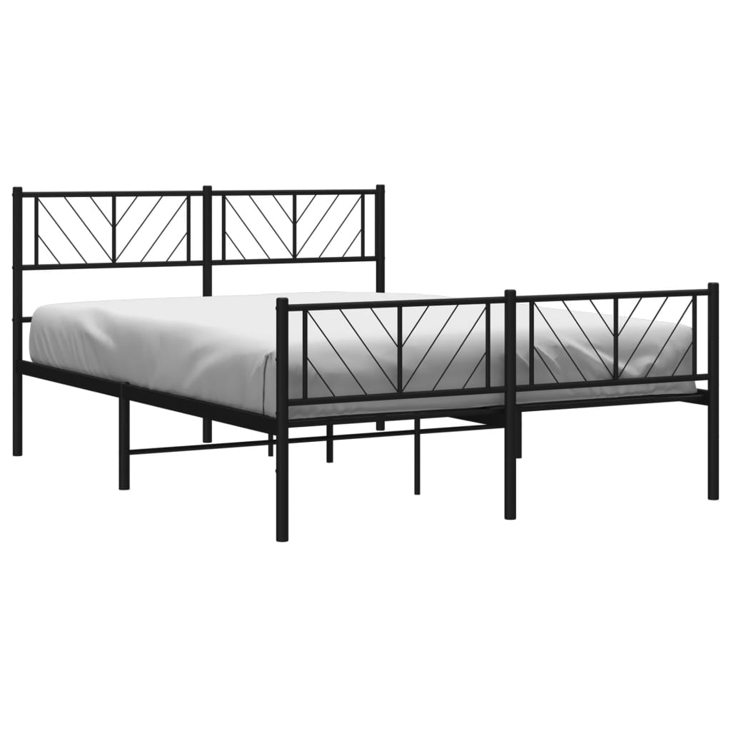 vidaXL Cadre de lit métal sans matelas avec pied de lit noir 120x200cm