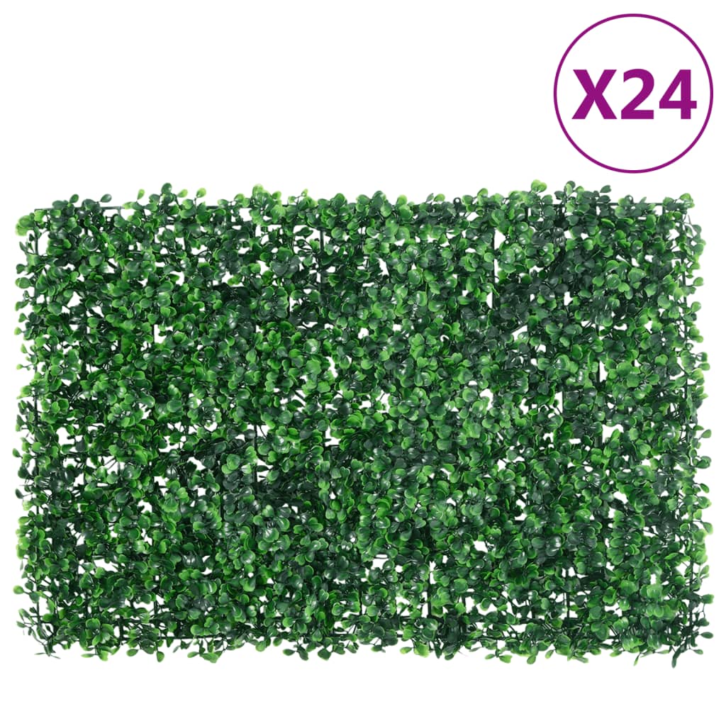  vidaXL Clôture à feuilles d'arbustes artificiels 24 pcs Vert 40x60 cm