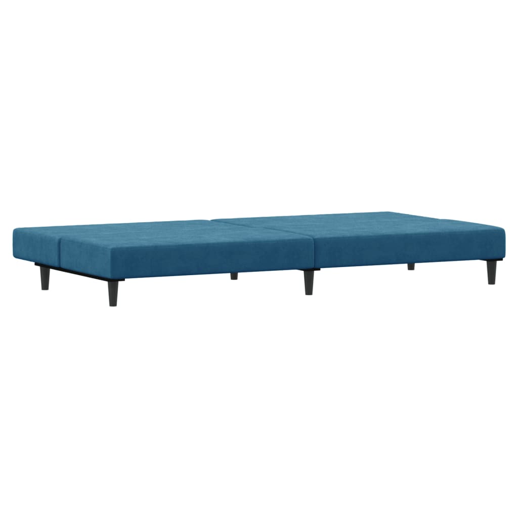 vidaXL Canapé-lit à 2 places avec repose-pied bleu velours