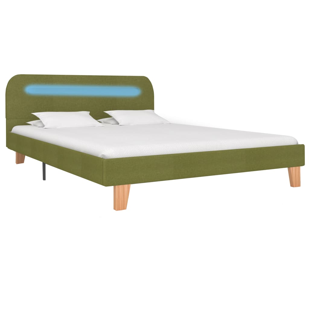 vidaXL Cadre de lit avec LED sans matelas vert tissu 140x200 cm