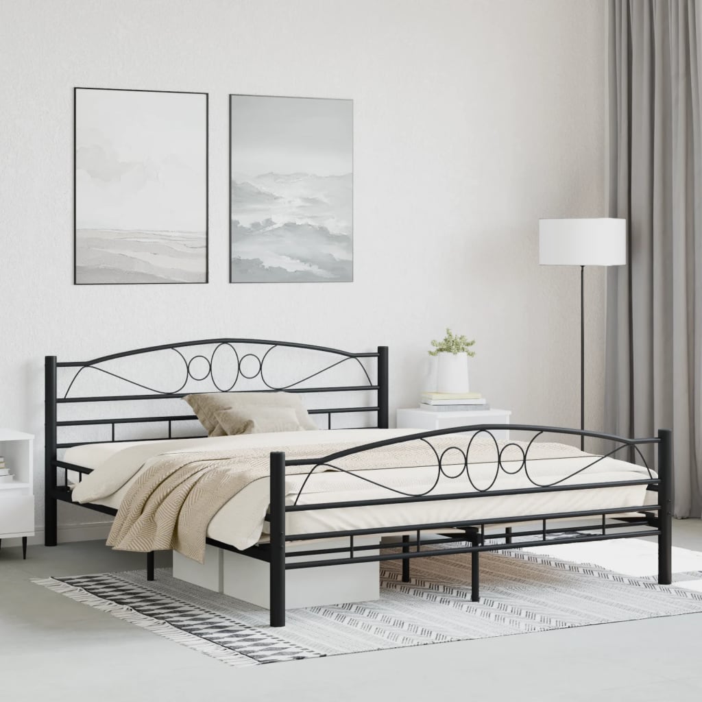 vidaXL Cadre de lit sans matelas et tête de lit noir 160x200 cm acier