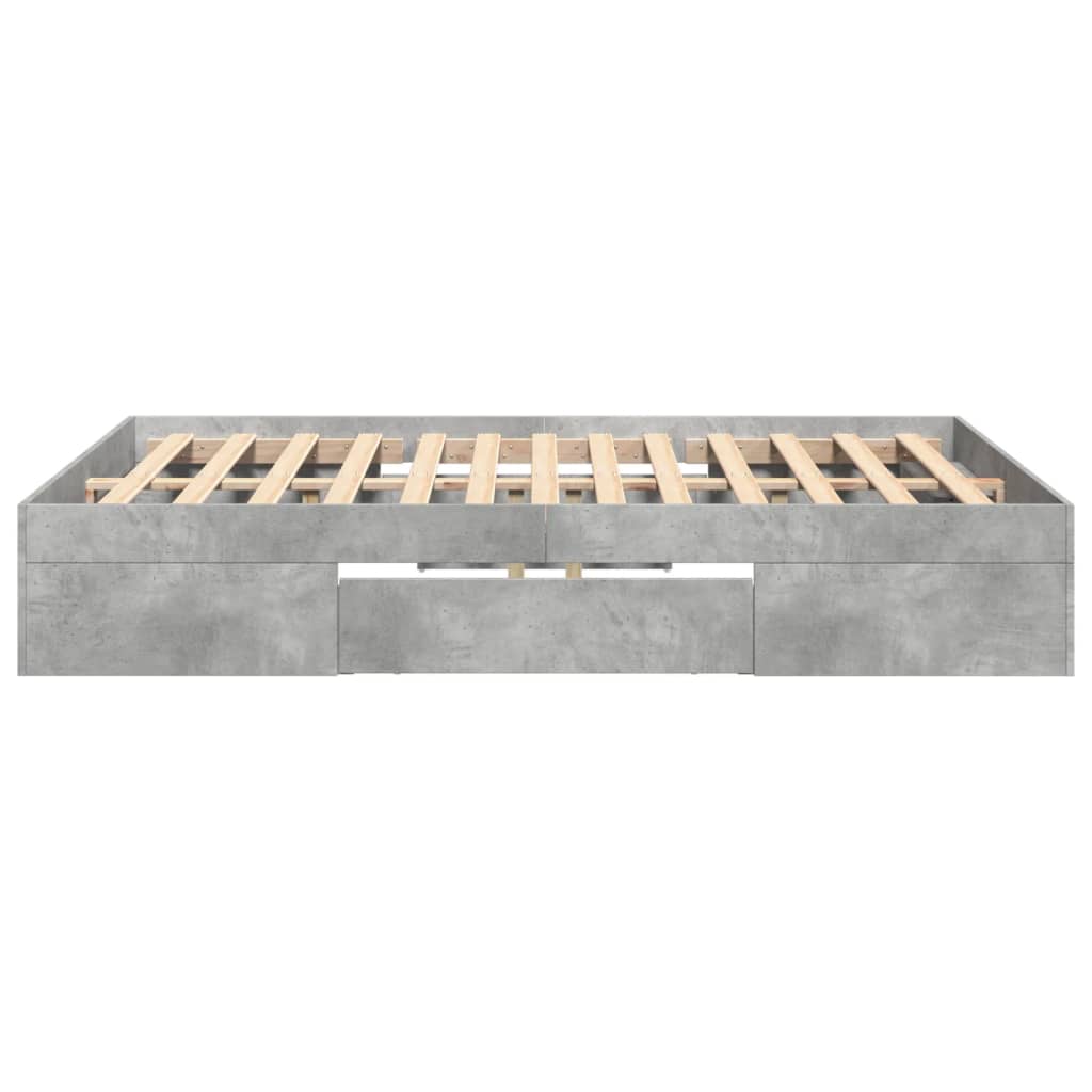 vidaXL Cadre de lit sans matelas gris béton 140x190 cm bois ingénierie