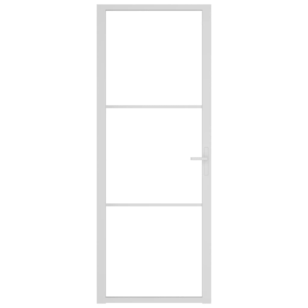 vidaXL Porte intérieure 76x201,5 cm Blanc Verre ESG et aluminium