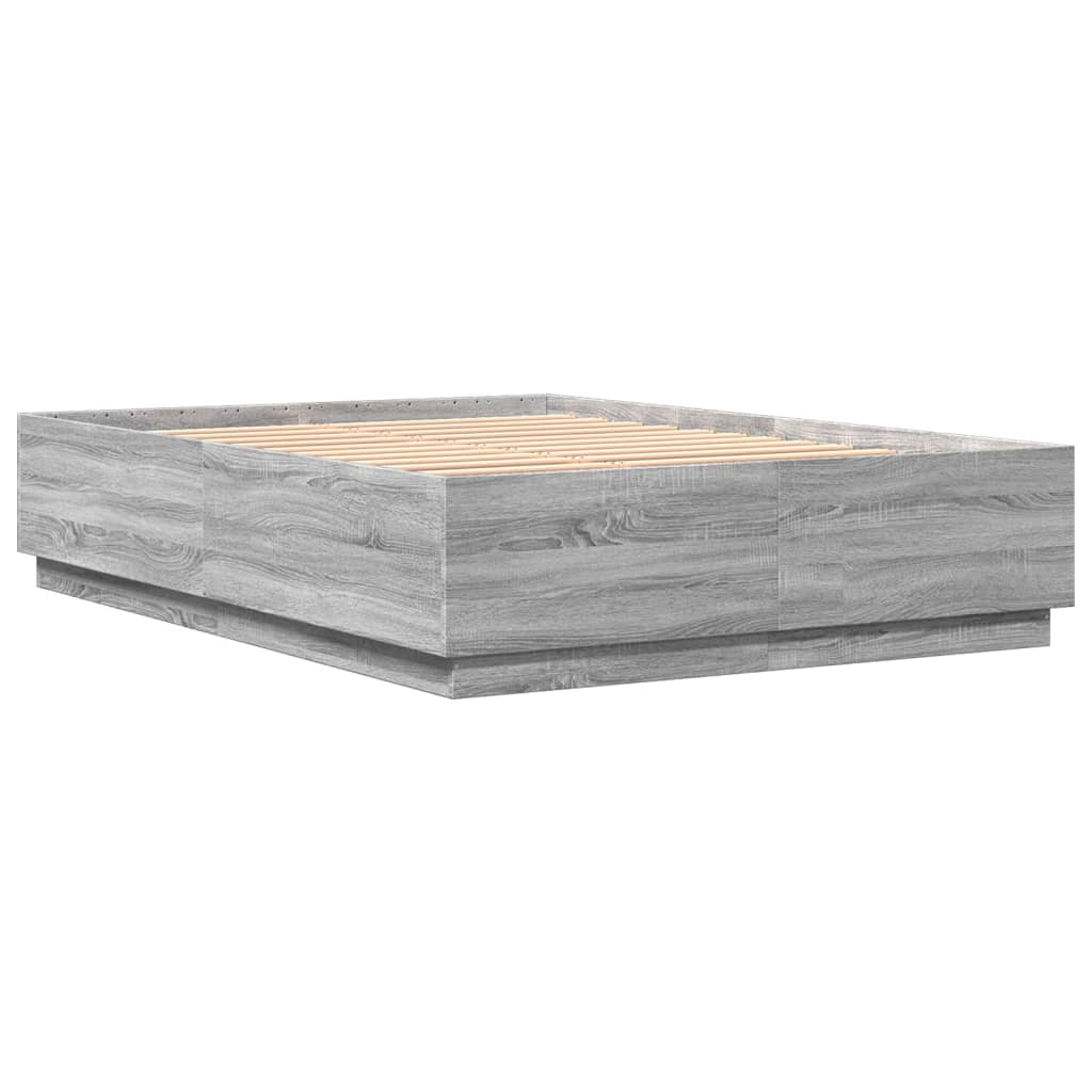 vidaXL Cadre de lit sonoma gris 150x200 cm bois d'ingénierie