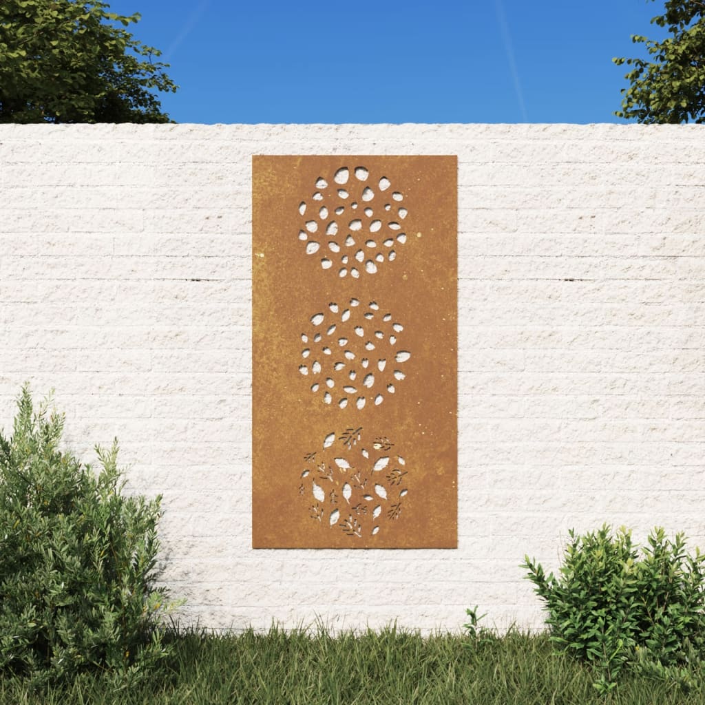 vidaXL Décoration murale jardin 105x55 cm acier corten design feuille