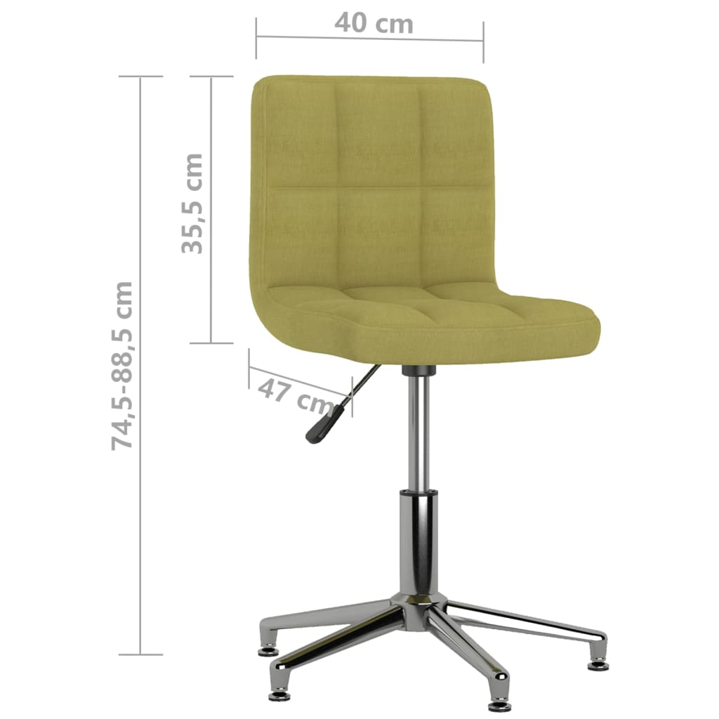 vidaXL Chaise pivotante de bureau Vert Tissu