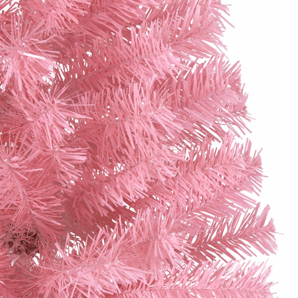 vidaXL Demi sapin de Noël artificiel avec support Rose 180 cm PVC