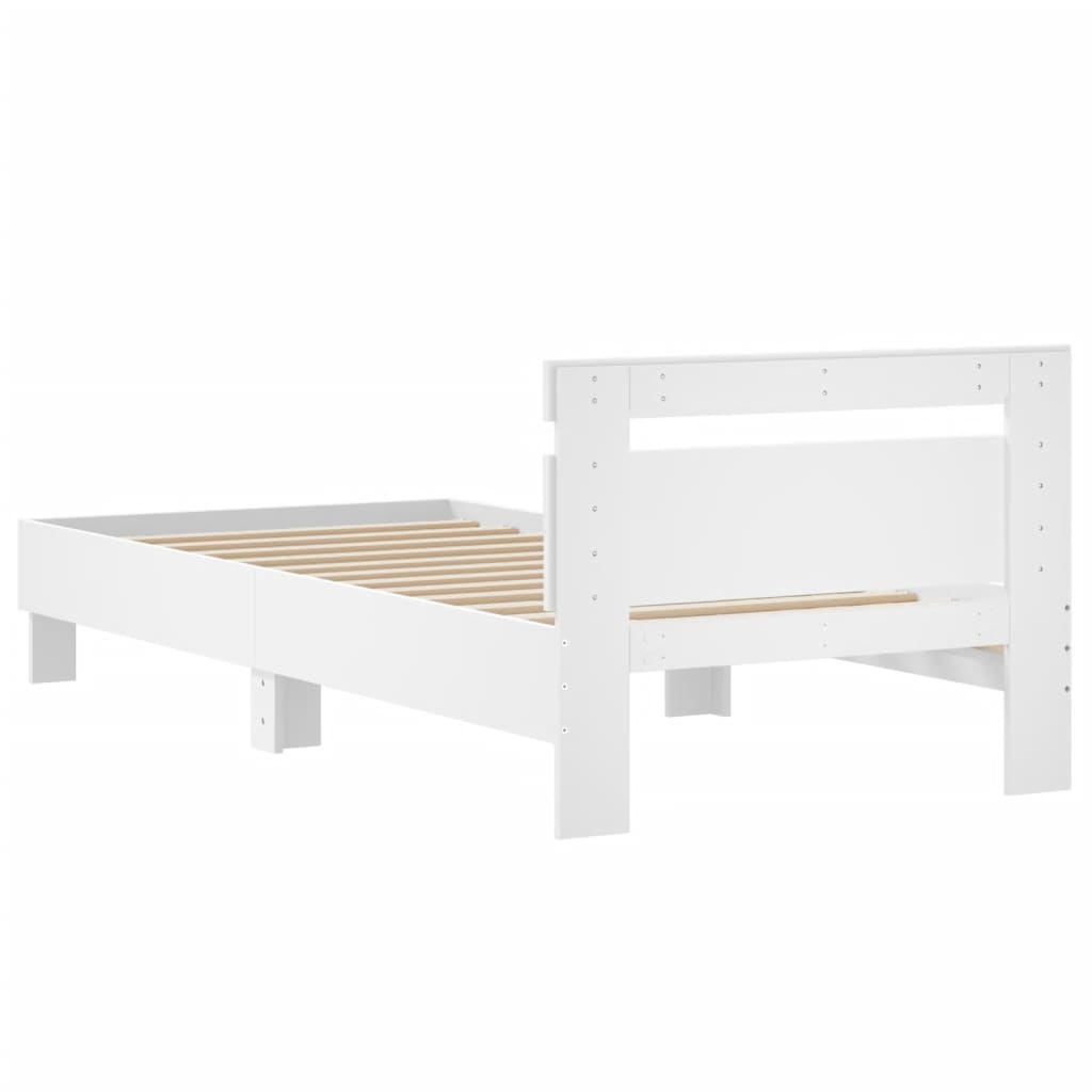 vidaXL Cadre de lit avec tête de lit blanc 90x190 cm bois d'ingénierie