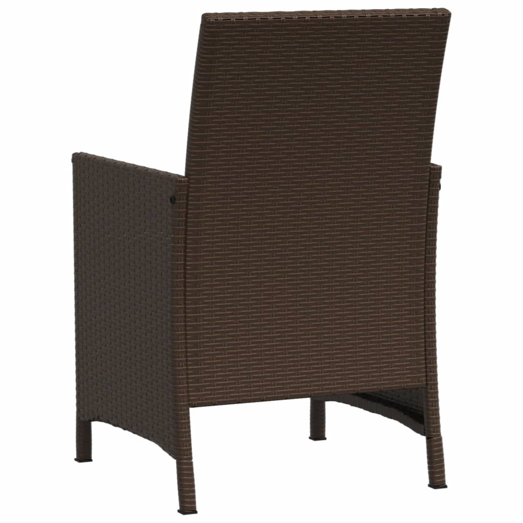 vidaXL Ensemble de bistro 3 pcs avec coussins marron résine tressée