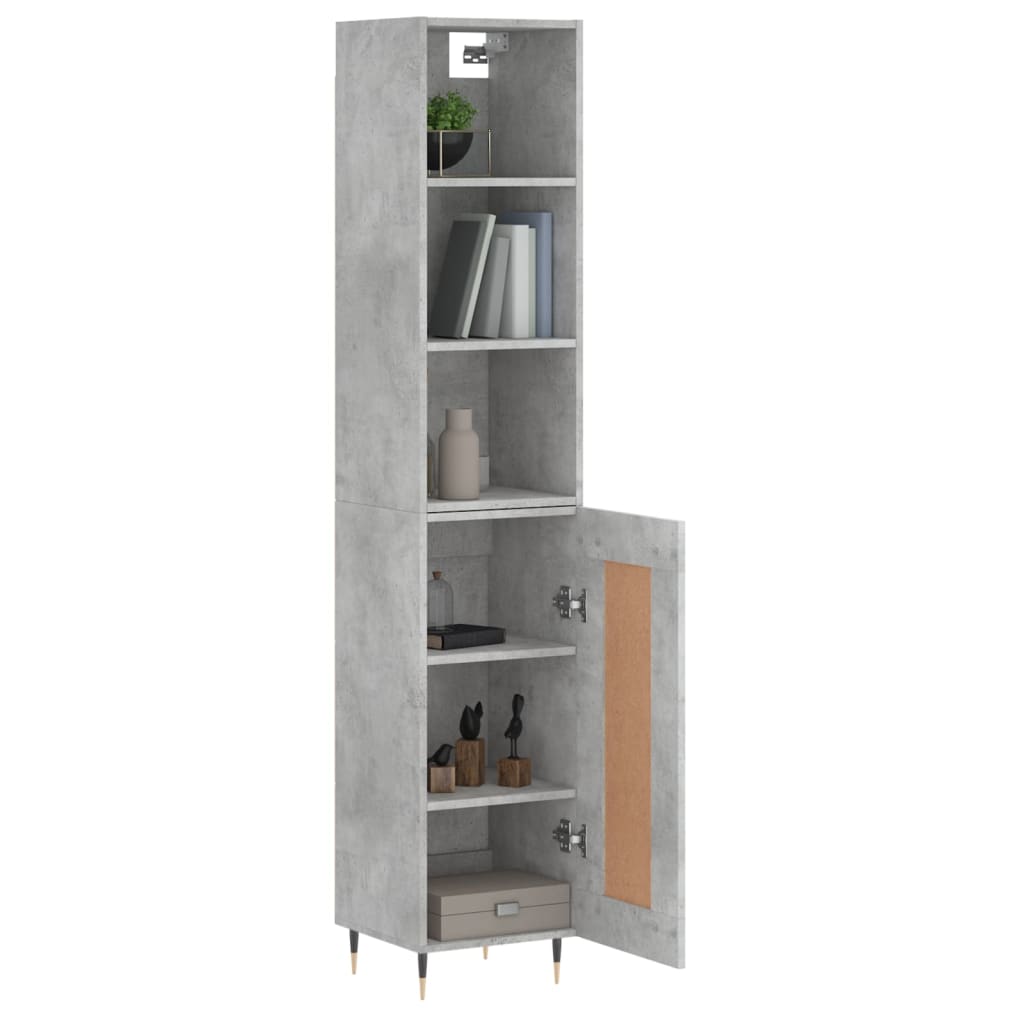 vidaXL Buffet haut Gris béton 34,5x34x180 cm Bois d'ingénierie