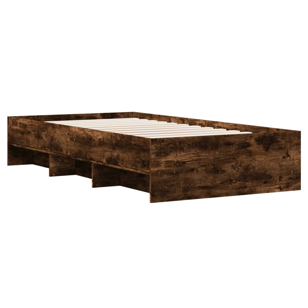 vidaXL Cadre de lit sans matelas chêne fumé 75x190cm bois d'ingénierie