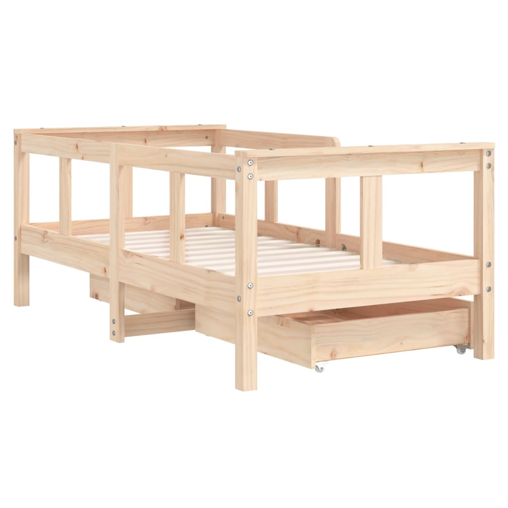 vidaXL Cadre de lit enfant avec tiroirs 70x140 cm bois de pin massif