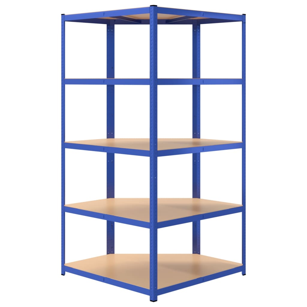 vidaXL Étagère d'angle à 5 niveaux Bleu Acier et bois d'ingénierie