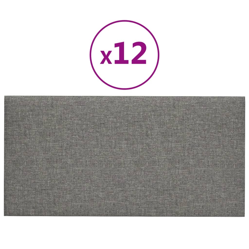 vidaXL Panneaux muraux 12 pcs Gris clair 30x15 cm Tissu 0,54 m²