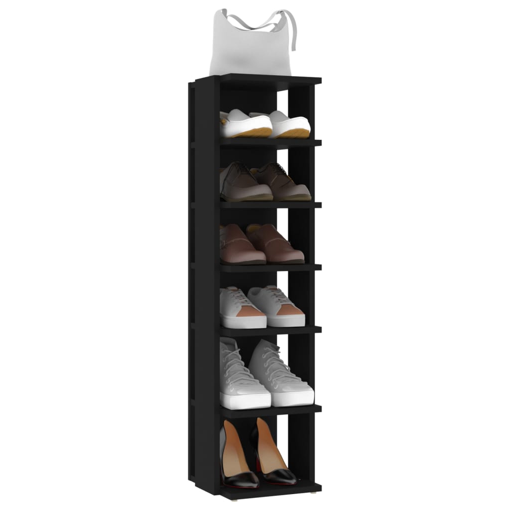 vidaXL Armoire à chaussures Noir 27,5x27x102 cm Bois d'ingénierie