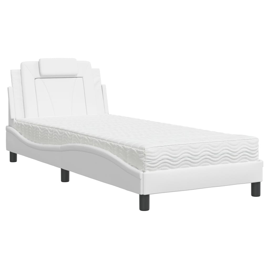 vidaXL Lit avec matelas blanc 80x200 cm similicuir