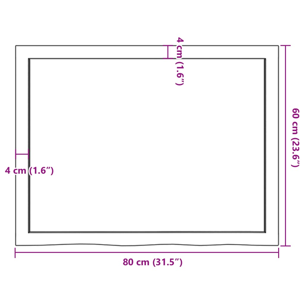 vidaXL Comptoir de salle de bain 80x60x(2-6) cm bois massif non traité