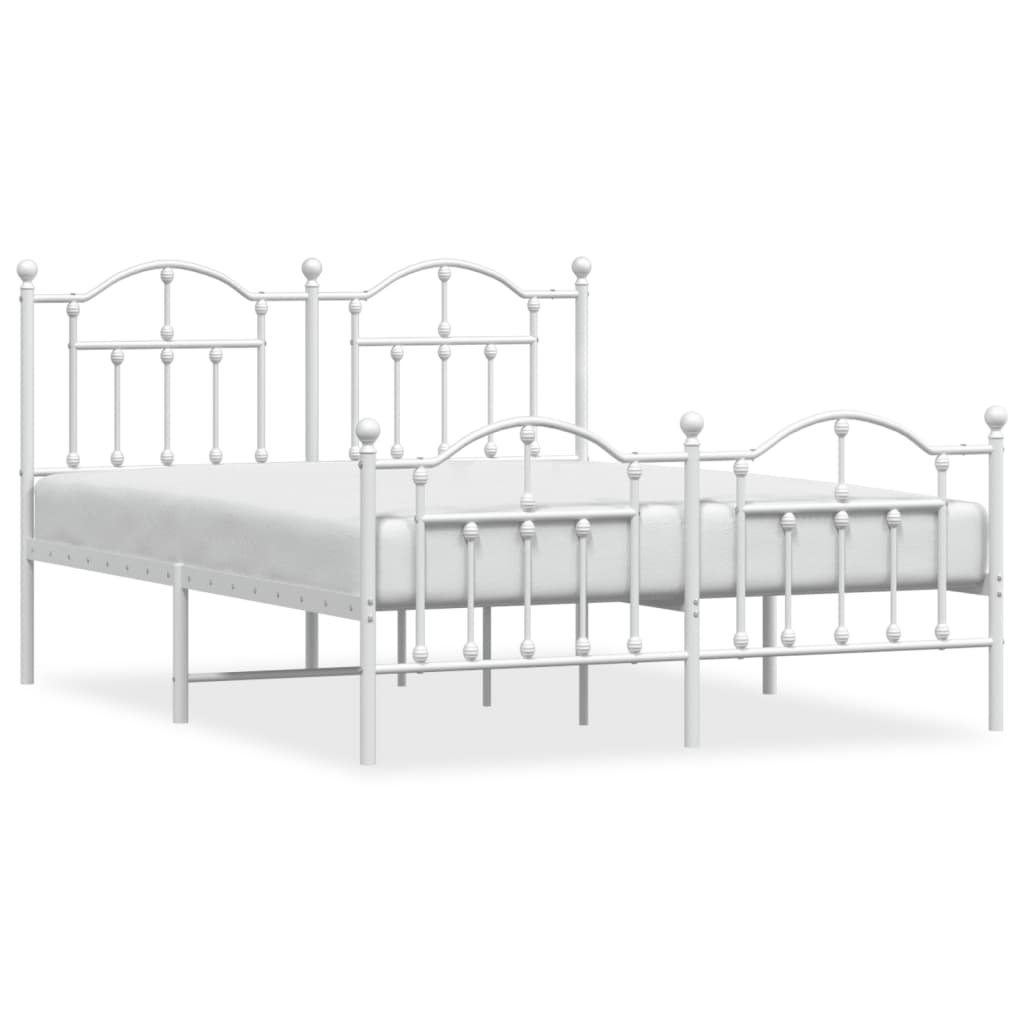 vidaXL Cadre de lit métal sans matelas et pied de lit blanc 140x200 cm