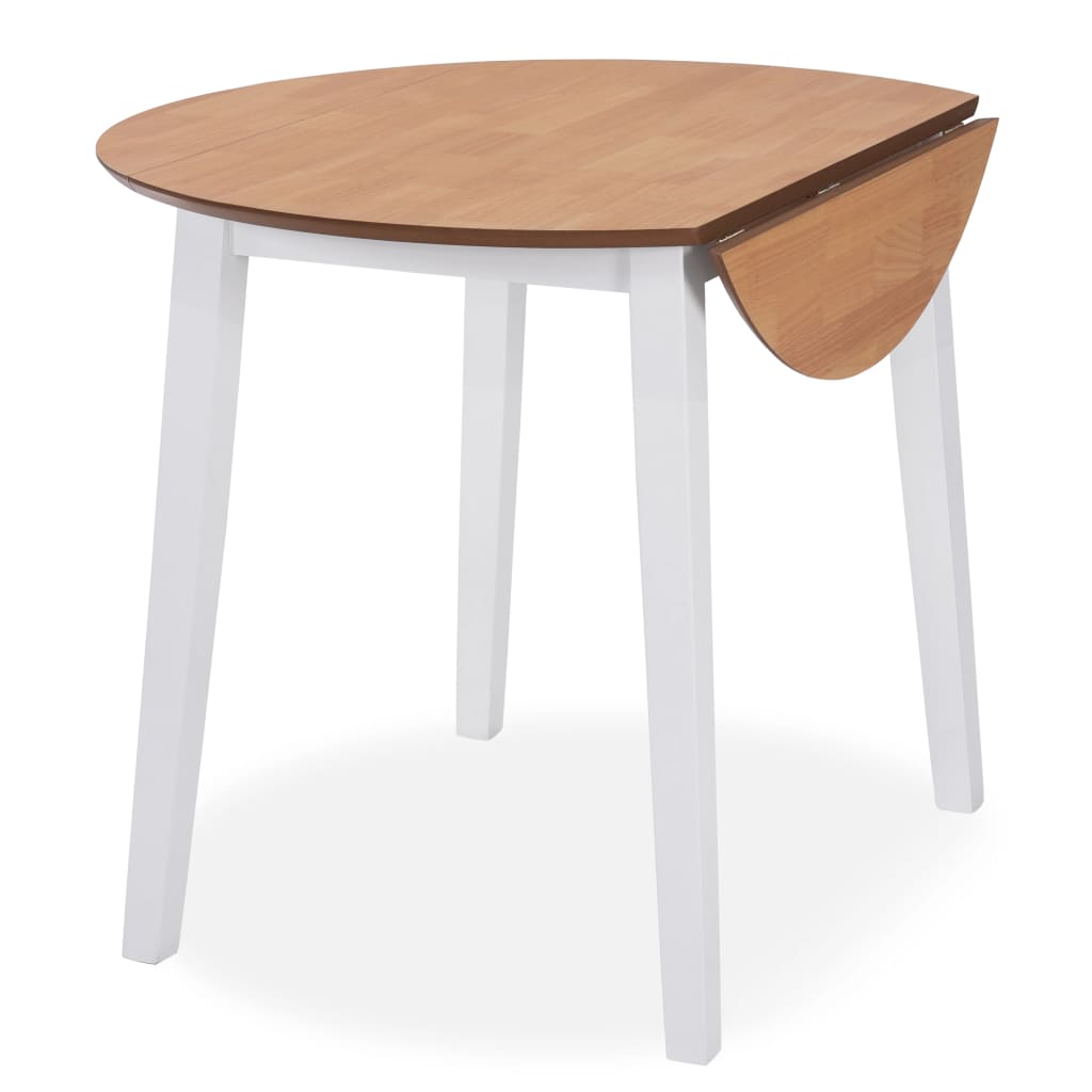 vidaXL Table à manger ronde à abattant MDF blanc