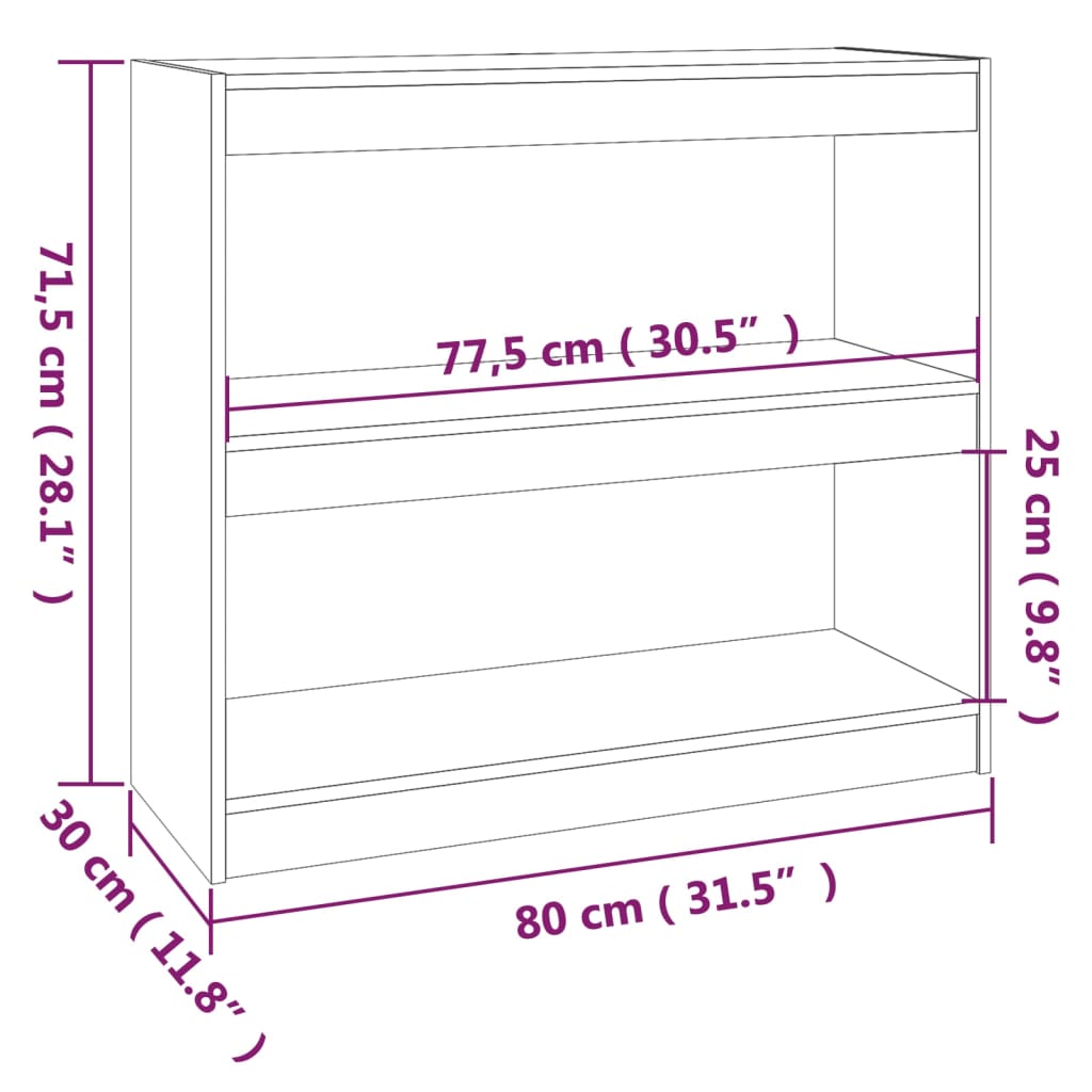 vidaXL Bibliothèque/Séparateur de pièce Blanc 80x30x71,5 cm Pin massif