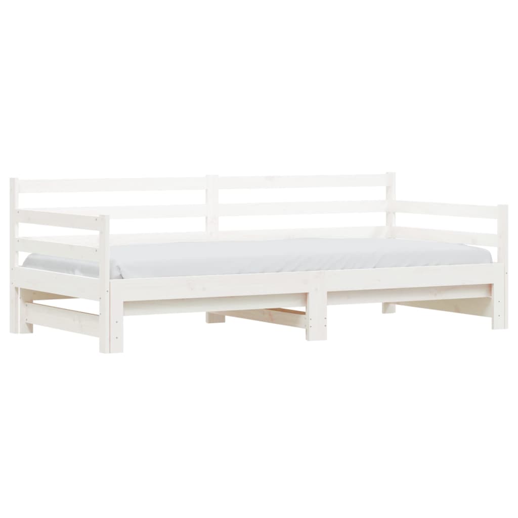 vidaXL Lit de jour avec lit gigogne blanc 90x200 cm bois de pin massif
