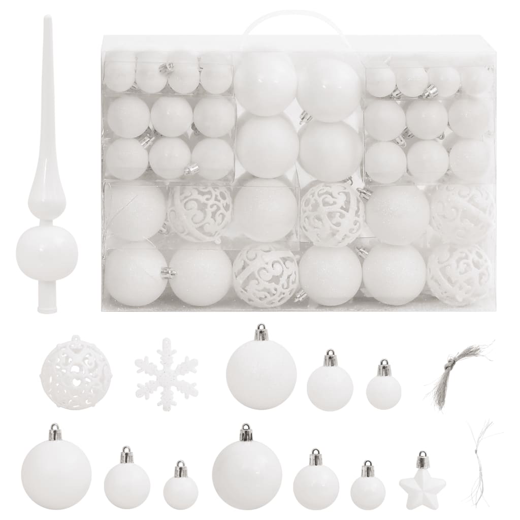 vidaXL Ensemble de boules de Noël 111 pièces blanc polystyrène