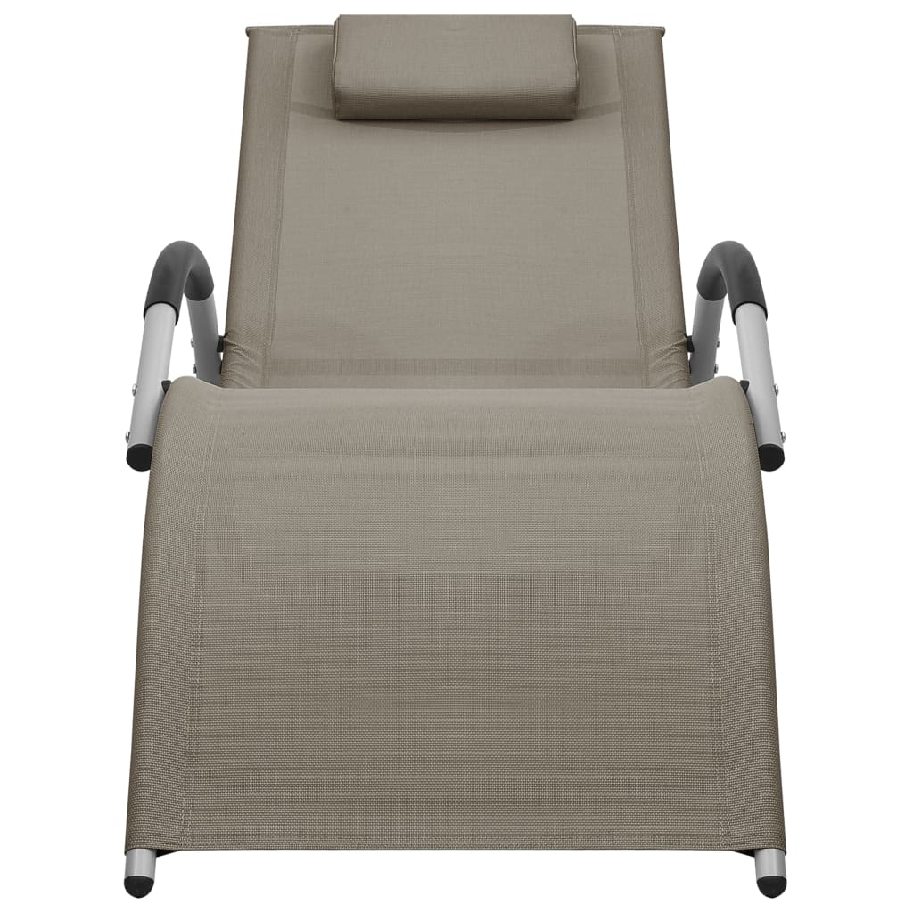 vidaXL Chaise longue textilène taupe et gris