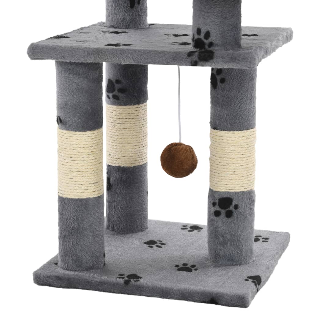 vidaXL Arbre à chat et griffoir Sisal 65 cm Empreintes de pattes Gris