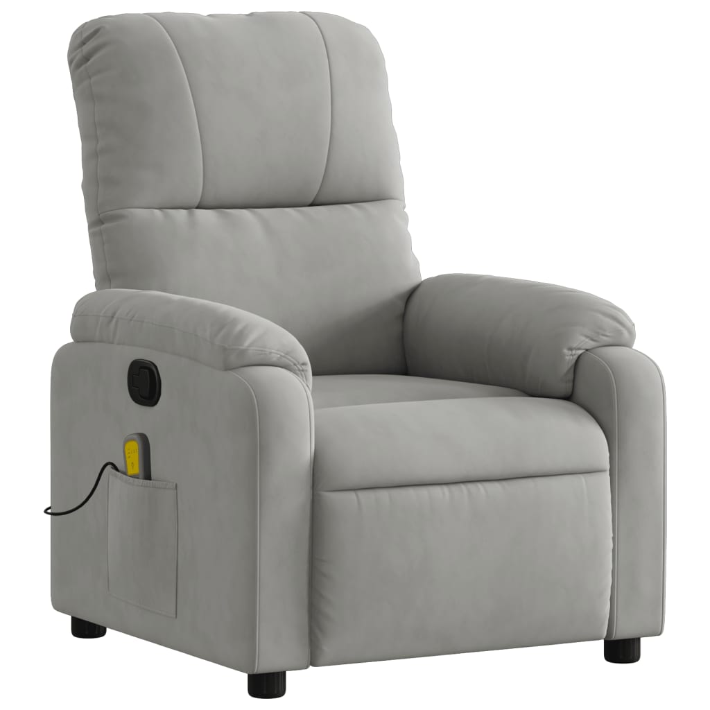 vidaXL Fauteuil inclinable de massage gris clair tissu microfibre