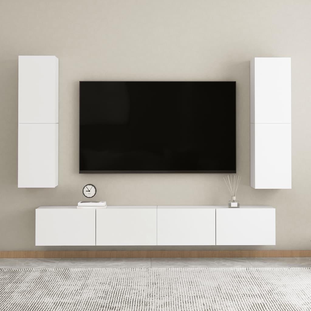 vidaXL Meuble TV Blanc 30,5x30x110 cm Bois d’ingénierie