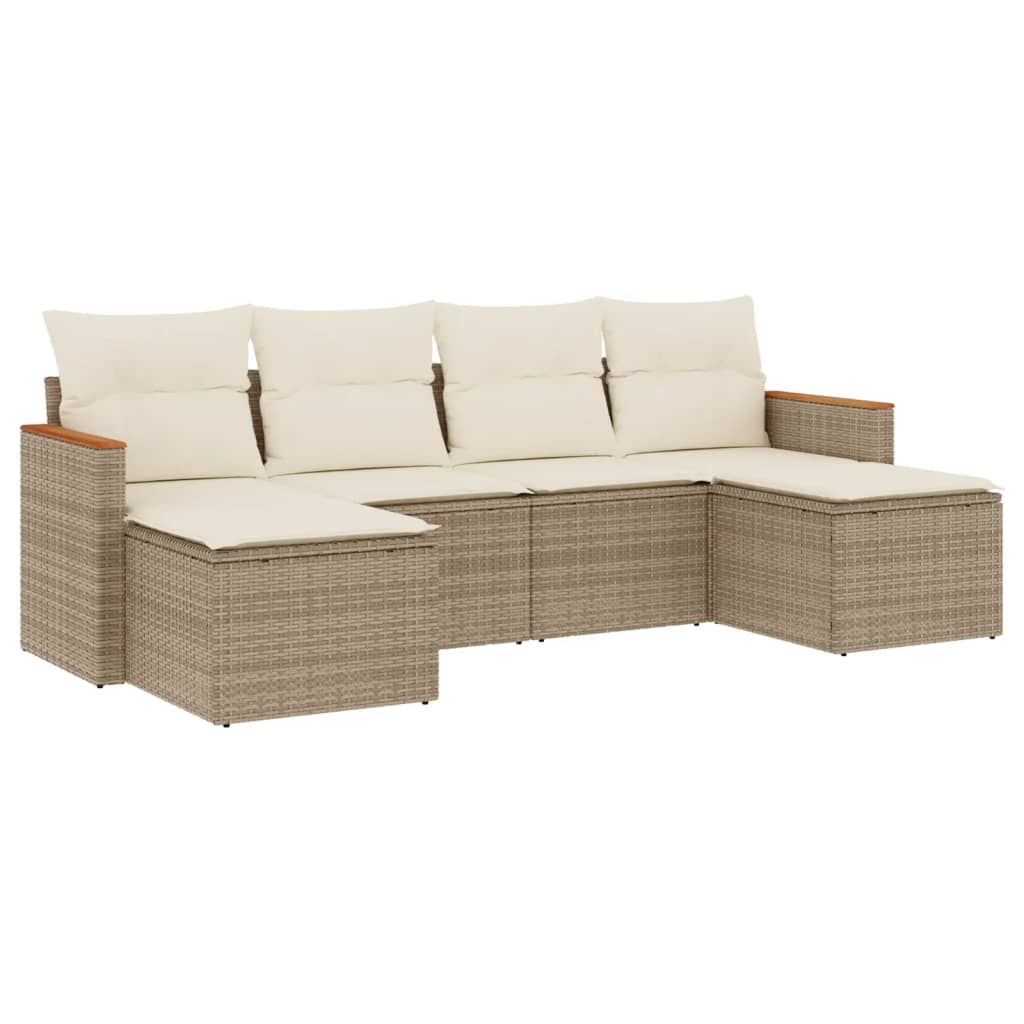 vidaXL Salon de jardin avec coussins 6 pcs beige résine tressée