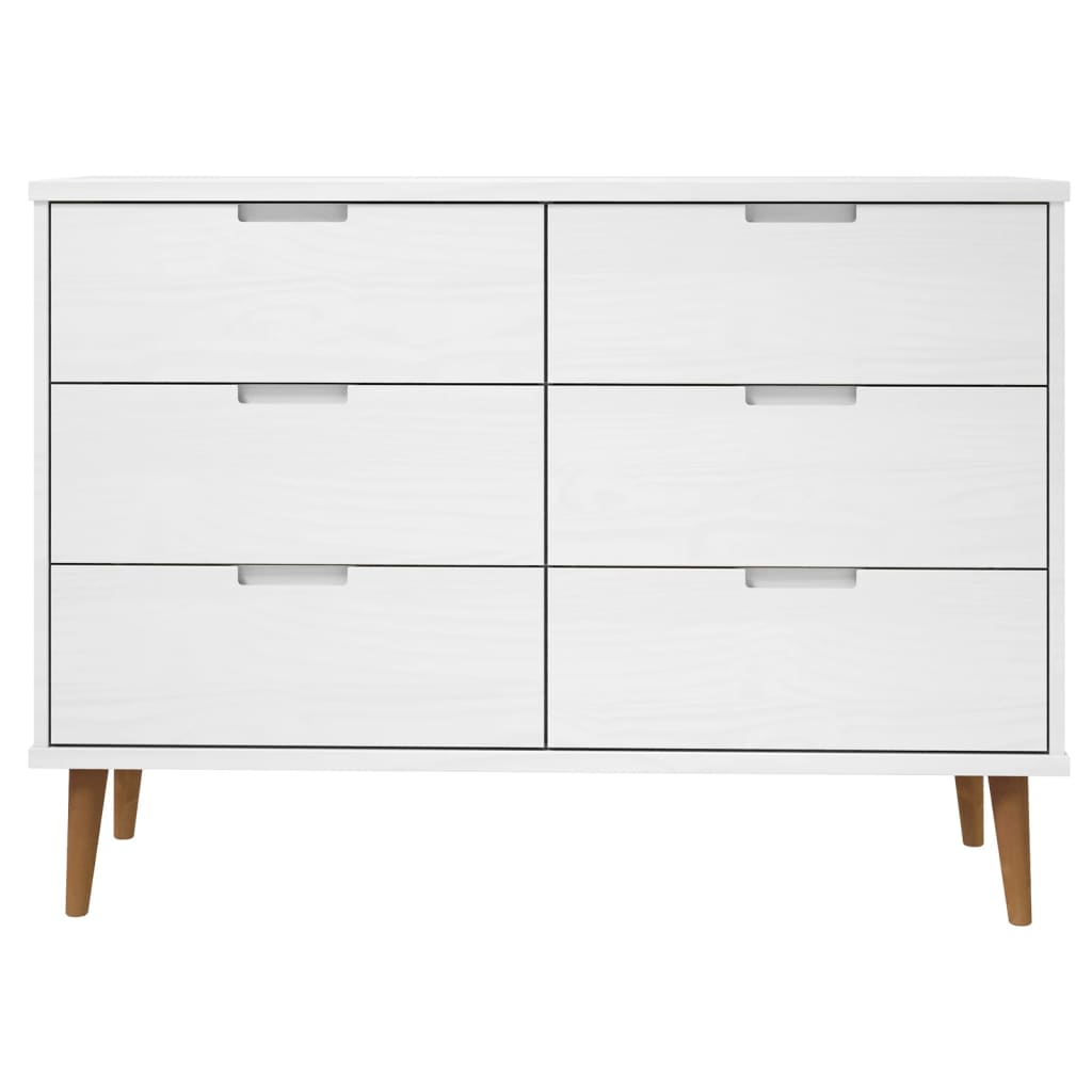 vidaXL Commode MOLDE Blanc 113x40x80 cm Bois de pin massif