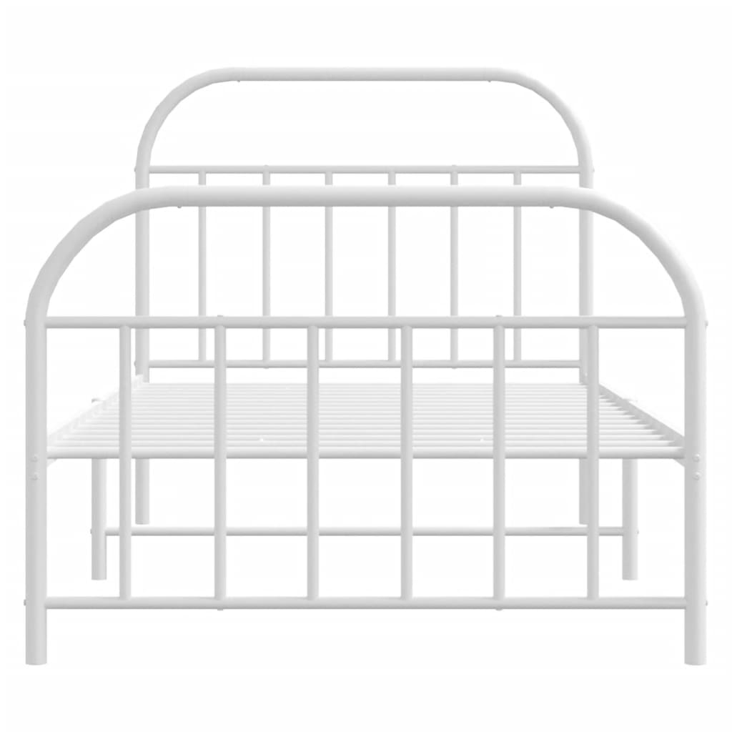 vidaXL Cadre de lit métal sans matelas et pied de lit blanc 107x203 cm