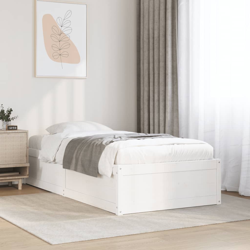 vidaXL Cadre de lit sans matelas blanc 90x200 cm bois de pin massif