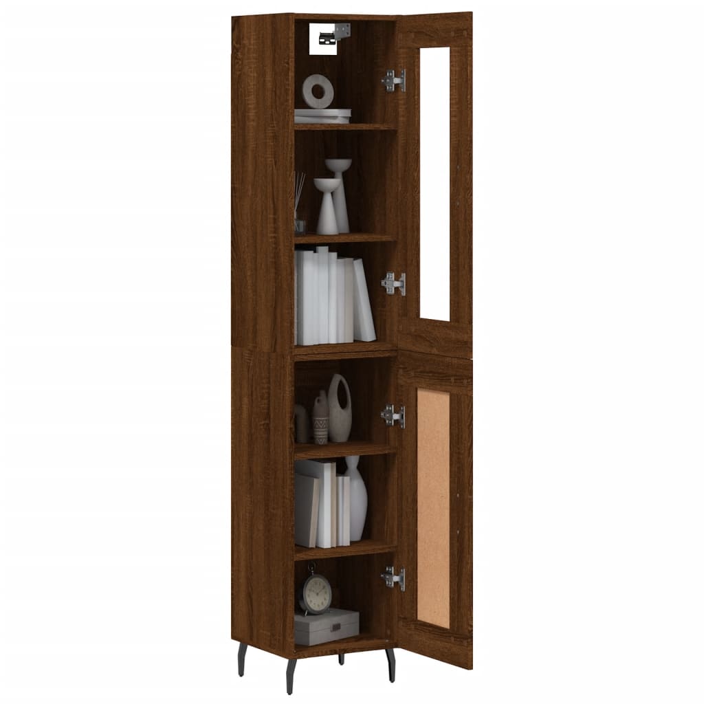 vidaXL Buffet haut Chêne marron 34,5x34x180 cm Bois d'ingénierie