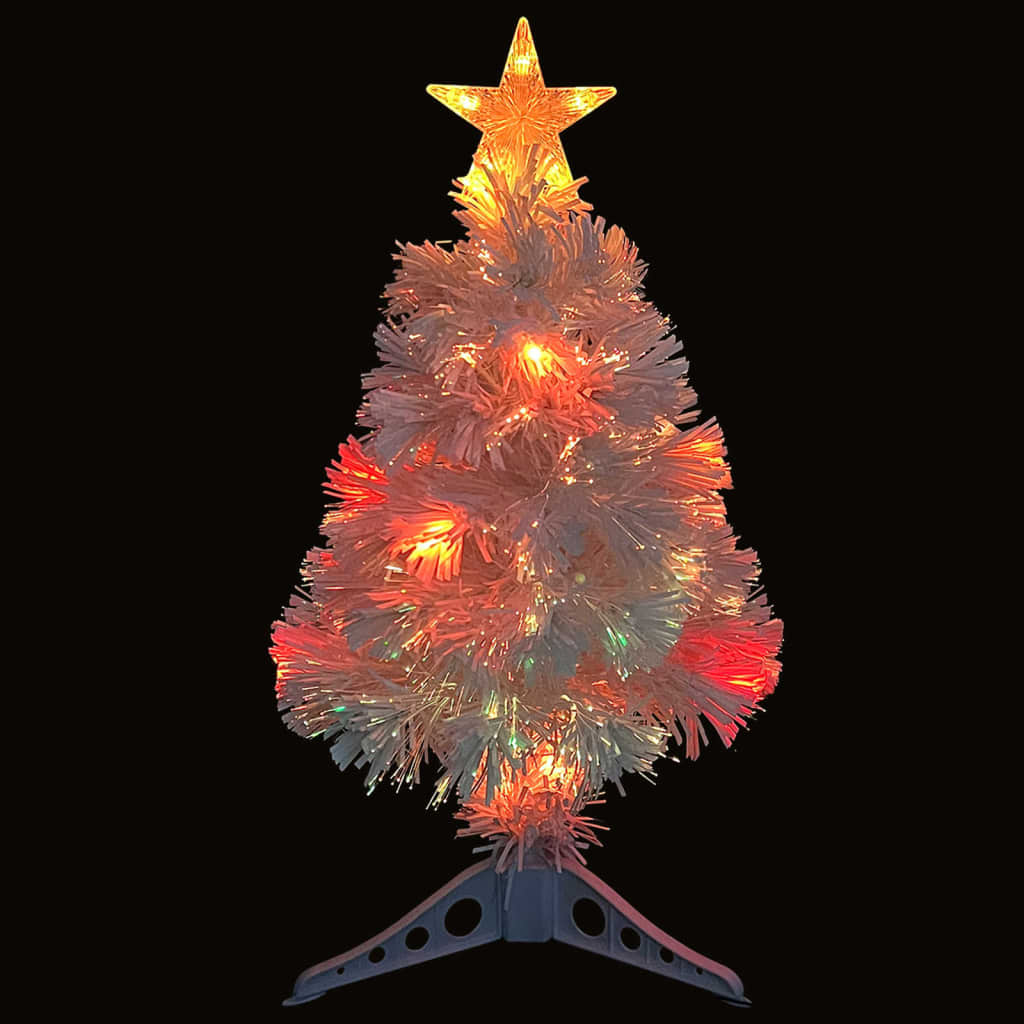 vidaXL Arbre de Noël artificiel pré-éclairé blanc 64 cm fibre optique