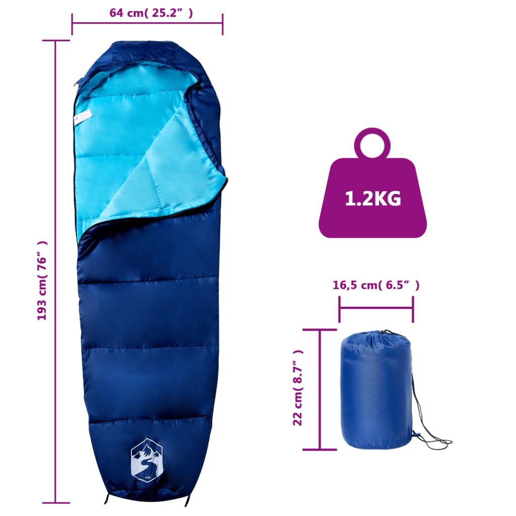 vidaXL Sac de couchage momie pour adultes camping 3 saisons