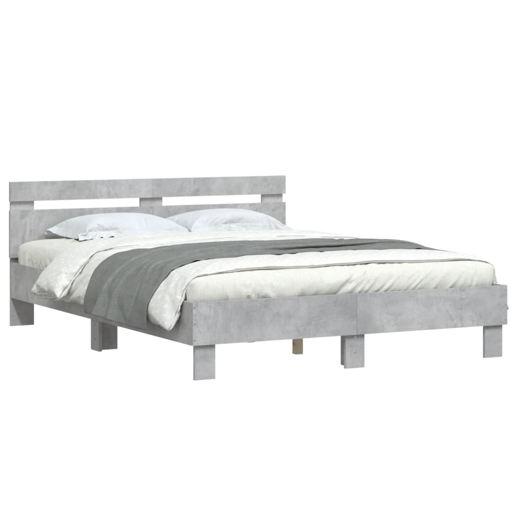 vidaXL Cadre de lit sans matelas gris béton 140x190 cm