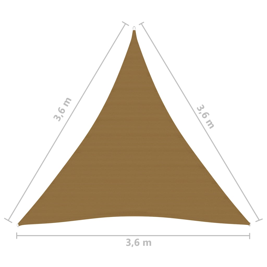 vidaXL Voile d'ombrage 160 g/m² Taupe 3,6x3,6x3,6 m PEHD