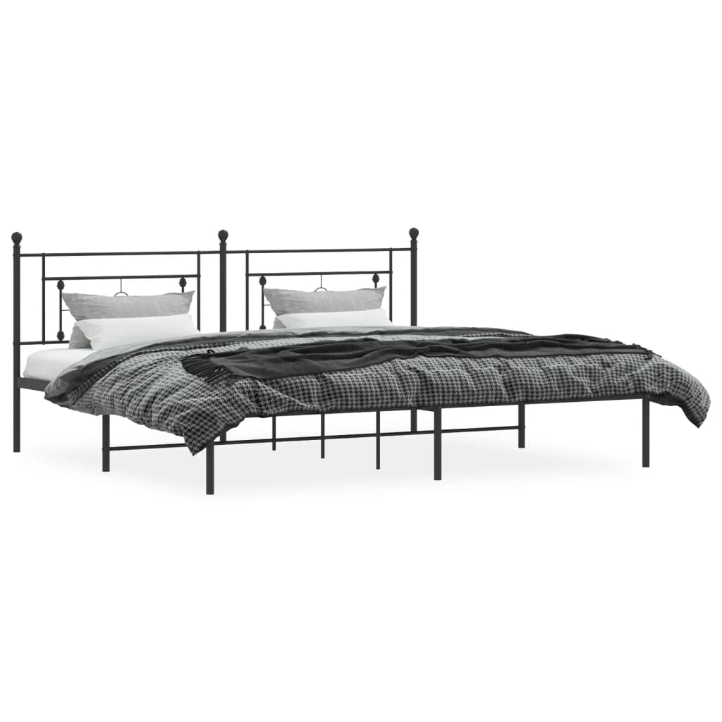 vidaXL Cadre de lit métal sans matelas avec tête de lit noir 193x203cm