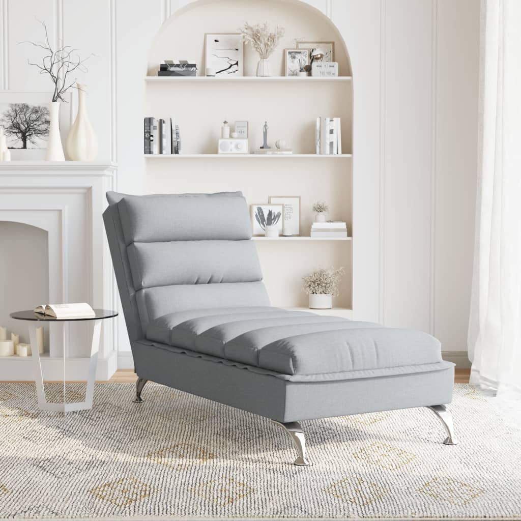 vidaXL Chaise longue avec coussins gris clair tissu