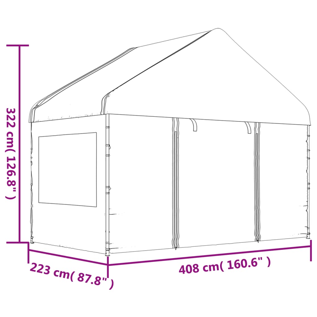 vidaXL Belvédère avec toit blanc 15,61x4,08x3,22 m polyéthylène