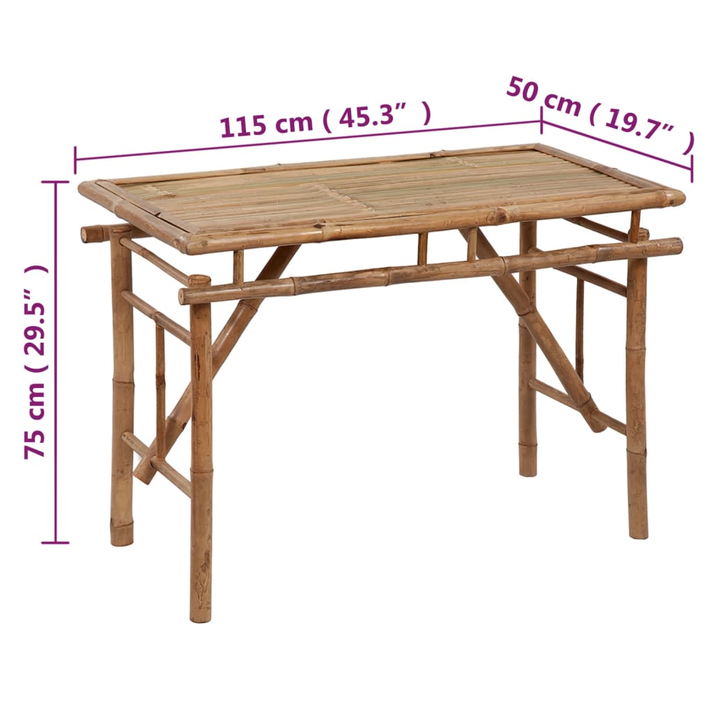 vidaXL Table de jardin pliable 115x50x75 cm Bambou
