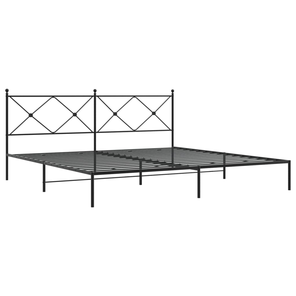 vidaXL Cadre de lit métal sans matelas avec tête de lit noir 200x200cm