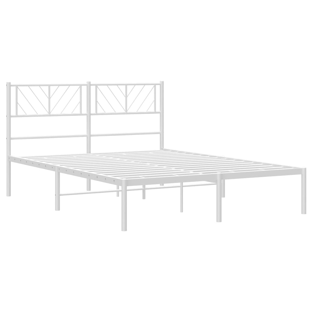 vidaXL Cadre de lit métal sans matelas et tête de lit blanc 135x190 cm