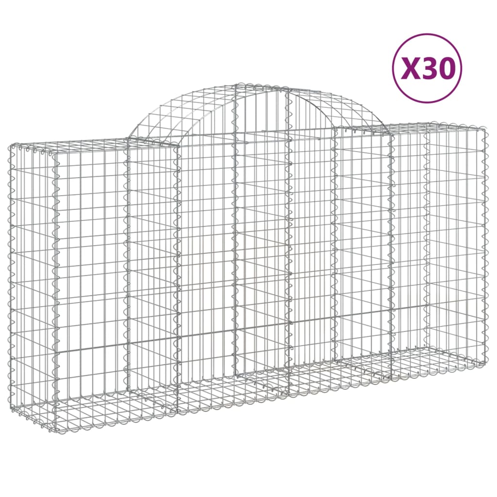 vidaXL Paniers à gabions arqués 30 pcs 200x50x100/120 cm fer galvanisé