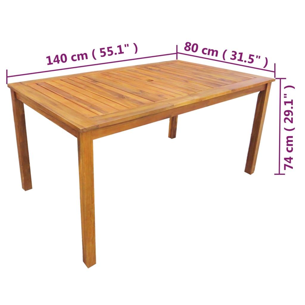 vidaXL Ensemble à manger d'extérieur 5 pcs Bois d'acacia solide