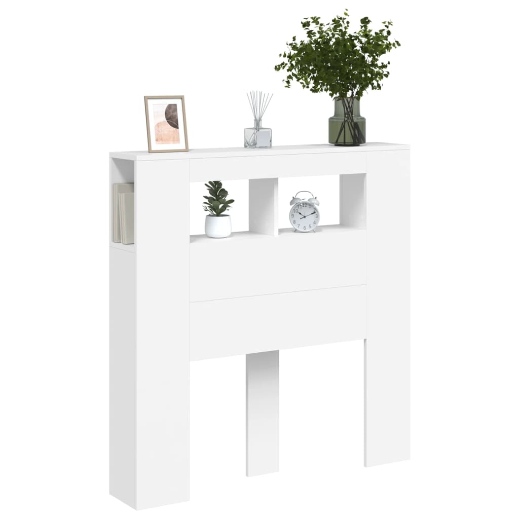 vidaXL Tête de lit à LED blanc 100x18,5x103,5 cm bois d'ingénierie