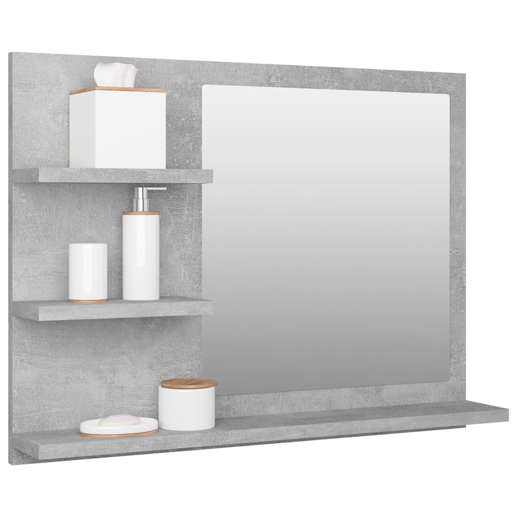 vidaXL Miroir de salle de bain gris béton 60x10,5x45cm bois ingénierie